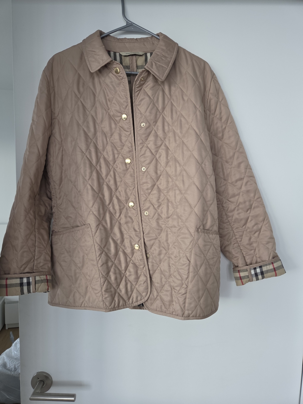 Burberry Quilted Jacket with Classic Check Lining - Beige